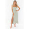 Women'S Tie Knots Sleeveless Maxi Dress Sexy Solid Tie Straps Split French Dress - Green