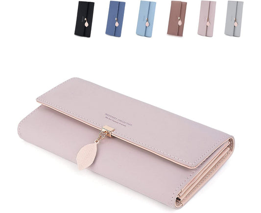 Ladies Wallet, Leaf Card Holder, Tri-Fold Ladies Wallet, Zip Coin Pocket and ID Window